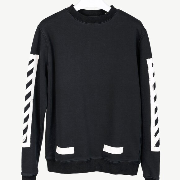 Off-White Black & White Brushed Diagonals Crewneck Sweatshirt - Picture 2 of 10